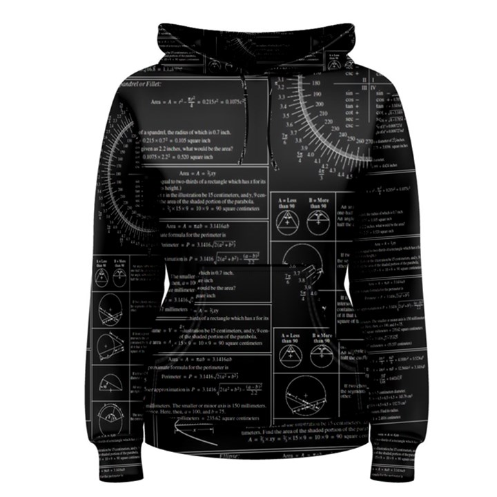 Black Background With Text Overlay Mathematics Trigonometry Women s Pullover Hoodie