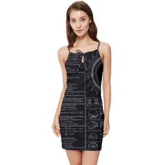 Black Background With Text Overlay Mathematics Trigonometry Summer Tie Front Dress by uniart180623