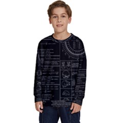 Black Background With Text Overlay Mathematics Trigonometry Kids  Crewneck Sweatshirt