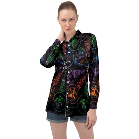 Zodiac Geek Long Sleeve Satin Shirt by uniart180623