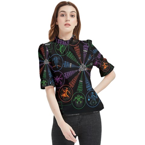 Zodiac Geek Frill Neck Blouse by uniart180623