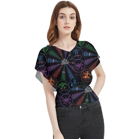 Zodiac Geek Butterfly Chiffon Blouse by uniart180623