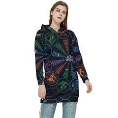 Zodiac Geek Women s Long Oversized Pullover Hoodie by uniart180623