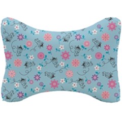 Pink And Blue Floral Wallpaper Seat Head Rest Cushion by uniart180623