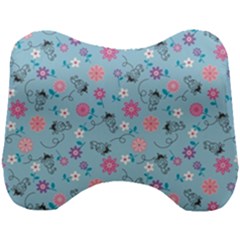 Pink And Blue Floral Wallpaper Head Support Cushion by uniart180623