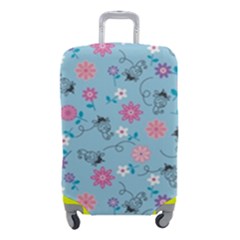 Pink And Blue Floral Wallpaper Luggage Cover (small) by uniart180623