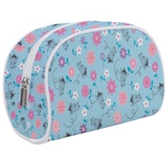 Pink And Blue Floral Wallpaper Make Up Case (medium) by uniart180623