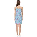 Pink And Blue Floral Wallpaper Summer Tie Front Dress View2