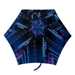 Night Music The City Neon Background Synth Retrowave Mini Folding Umbrellas