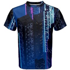 Night Music The City Neon Background Synth Retrowave Men s Cotton Tee by uniart180623