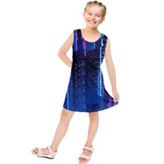 Night Music The City Neon Background Synth Retrowave Kids  Tunic Dress by uniart180623