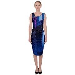 Night Music The City Neon Background Synth Retrowave Sleeveless Pencil Dress by uniart180623