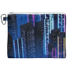 Night Music The City Neon Background Synth Retrowave Canvas Cosmetic Bag (xxl) by uniart180623