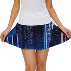 Night Music The City Neon Background Synth Retrowave Women s Skort by uniart180623