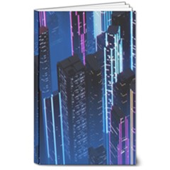 Night Music The City Neon Background Synth Retrowave 8  X 10  Softcover Notebook