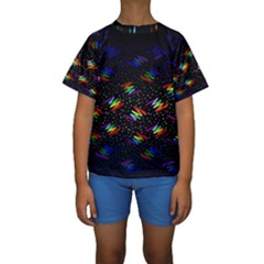 Rainbows Pixel Pattern Kids  Short Sleeve Swimwear by uniart180623