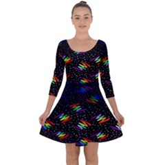 Rainbows Pixel Pattern Quarter Sleeve Skater Dress by uniart180623