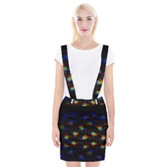 Rainbows Pixel Pattern Braces Suspender Skirt by uniart180623