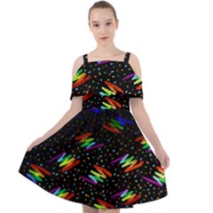 Rainbows Pixel Pattern Cut Out Shoulders Chiffon Dress by uniart180623