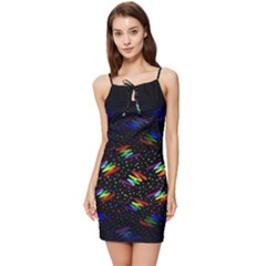 Rainbows Pixel Pattern Summer Tie Front Dress by uniart180623