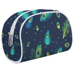 Blue Background Pattern Feather Peacock Make Up Case (medium) by uniart180623