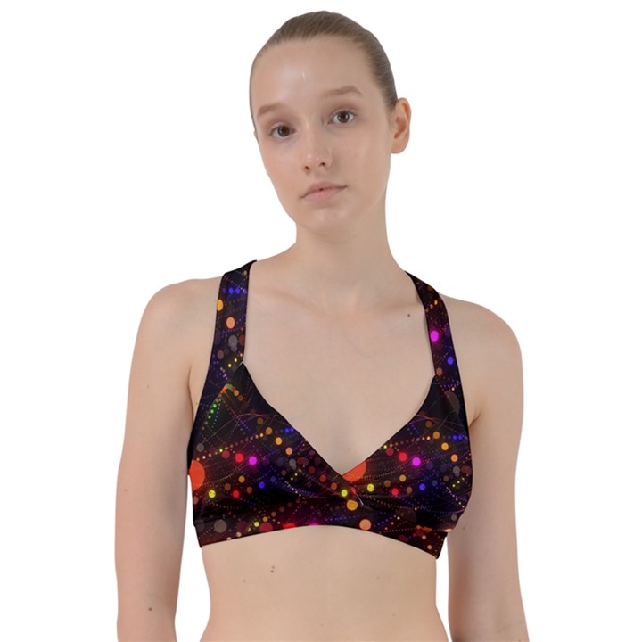 Abstract Light Star Design Laser Light Emitting Diode Sweetheart Sports Bra