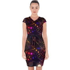 Abstract Light Star Design Laser Light Emitting Diode Capsleeve Drawstring Dress  by uniart180623