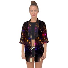 Abstract Light Star Design Laser Light Emitting Diode Open Front Chiffon Kimono by uniart180623