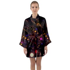 Abstract Light Star Design Laser Light Emitting Diode Long Sleeve Satin Kimono by uniart180623