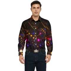 Abstract Light Star Design Laser Light Emitting Diode Men s Long Sleeve Pocket Shirt  by uniart180623