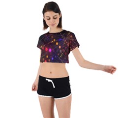 Abstract Light Star Design Laser Light Emitting Diode Tie Back Short Sleeve Crop Tee by uniart180623