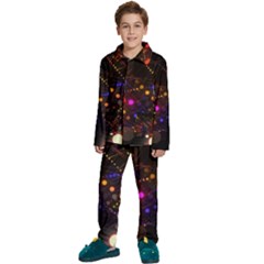 Abstract Light Star Design Laser Light Emitting Diode Kids  Long Sleeve Velvet Pajamas Set by uniart180623