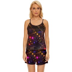 Abstract Light Star Design Laser Light Emitting Diode Satin Pajama Short Set by uniart180623