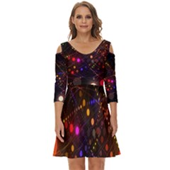 Abstract Light Star Design Laser Light Emitting Diode Shoulder Cut Out Zip Up Dress by uniart180623