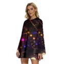 Abstract Light Star Design Laser Light Emitting Diode Round Neck Long Sleeve Bohemian Style Chiffon Mini Dress View2