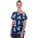 Bear Pattern Patterns Planet Animals Off Shoulder Tie-Up Tee View1