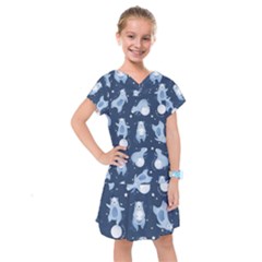 Bear Pattern Patterns Planet Animals Kids  Drop Waist Dress by uniart180623