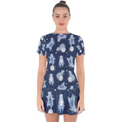 Bear Pattern Patterns Planet Animals Drop Hem Mini Chiffon Dress by uniart180623