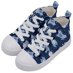 Bear Pattern Patterns Planet Animals Kids  Mid-top Canvas Sneakers by uniart180623