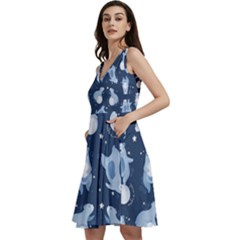 Bear Pattern Patterns Planet Animals Sleeveless V-neck Skater Dress With Pockets by uniart180623