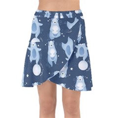 Bear Pattern Patterns Planet Animals Wrap Front Skirt by uniart180623