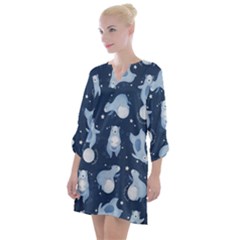 Bear Pattern Patterns Planet Animals Open Neck Shift Dress by uniart180623