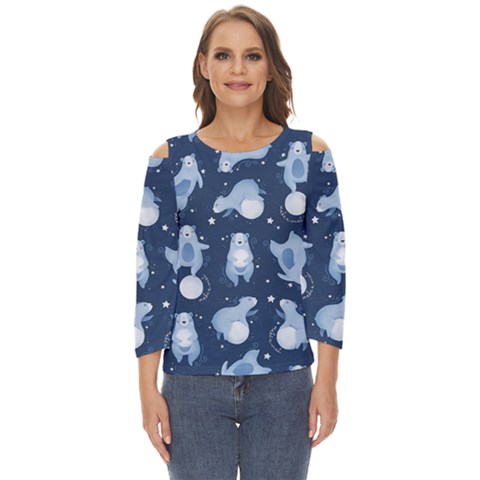 Bear Pattern Patterns Planet Animals Cut Out Wide Sleeve Top by uniart180623