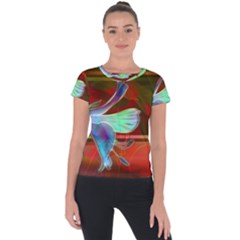 Abstract Fractal Design Digital Wallpaper Graphic Backdrop Short Sleeve Sports Top  by uniart180623