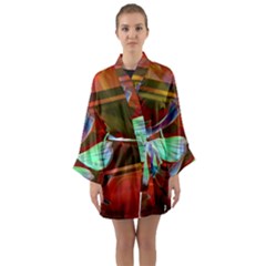 Abstract Fractal Design Digital Wallpaper Graphic Backdrop Long Sleeve Satin Kimono by uniart180623