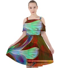 Abstract Fractal Design Digital Wallpaper Graphic Backdrop Cut Out Shoulders Chiffon Dress by uniart180623