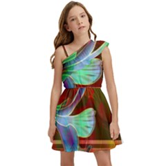 Abstract Fractal Design Digital Wallpaper Graphic Backdrop Kids  One Shoulder Party Dress by uniart180623