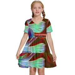 Abstract Fractal Design Digital Wallpaper Graphic Backdrop Kids  Short Sleeve Tiered Mini Dress by uniart180623