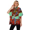 Abstract Fractal Design Digital Wallpaper Graphic Backdrop Women s Batwing Button Up Shirt View2