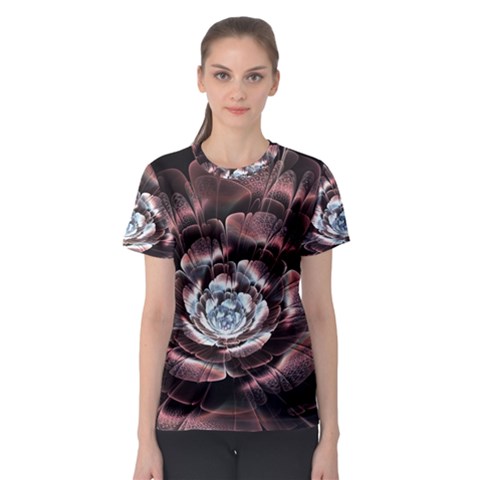 Flower Fractal Art Cool Petal Abstract Women s Sport Mesh Tee by uniart180623